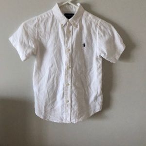 Boys White Button Down Linen Shirt